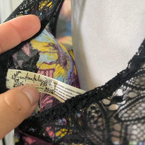 Free People Intimately Marsha Floral Print Lace Slip Dress Sexy Boho Romantic S - Picture 6 of 7